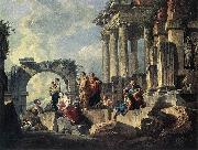 PANNINI, Giovanni Paolo Apostle Paul Preaching on the Ruins af oil painting on canvas